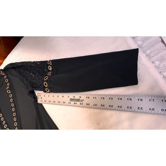 Belldini Womens Plus Size 1X Lace-Trim Cardigan Sweater Open Front Black New - Picture 8 of 9